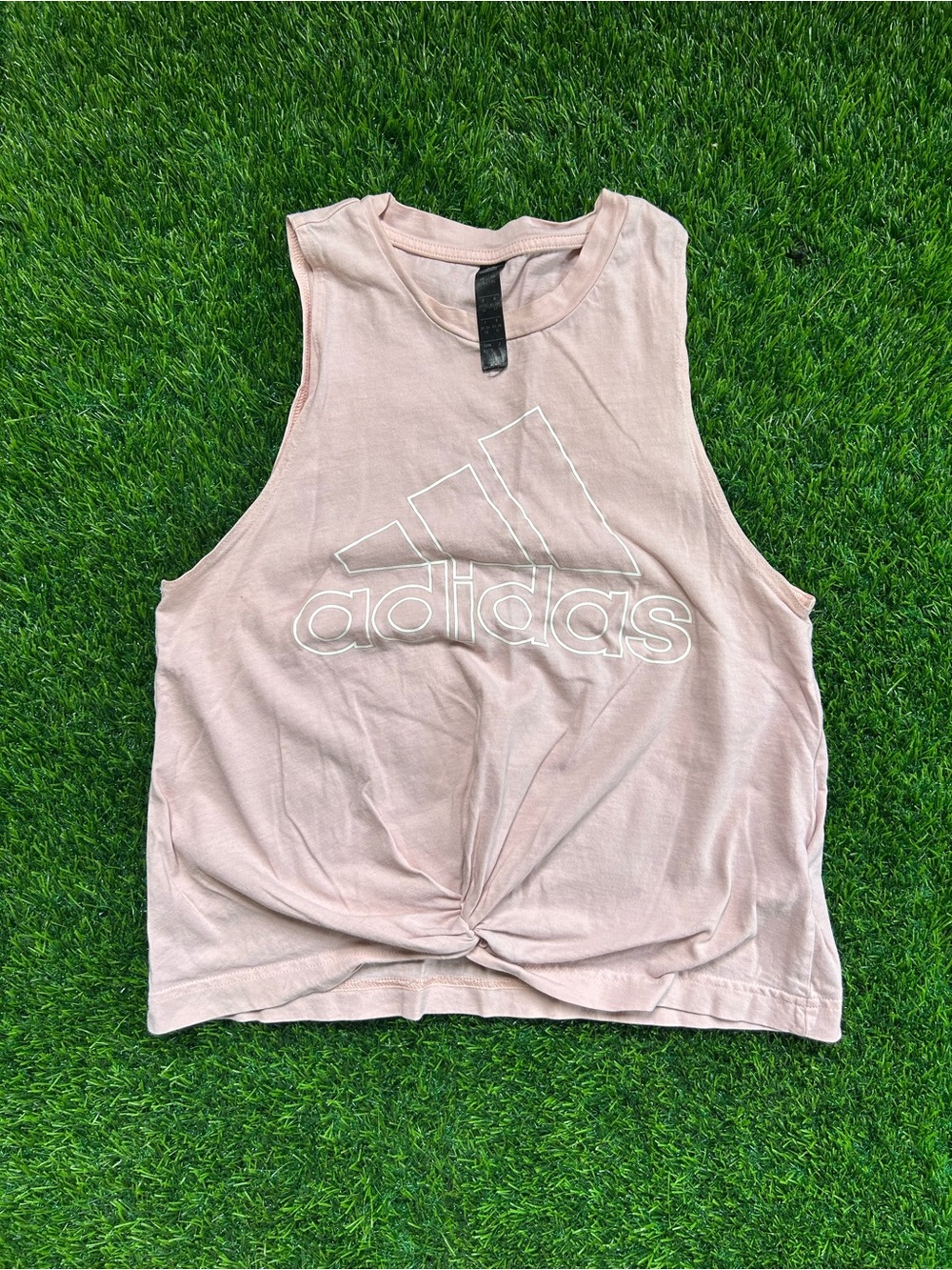 adidas Pink Logo Knot Front Muscle Tank